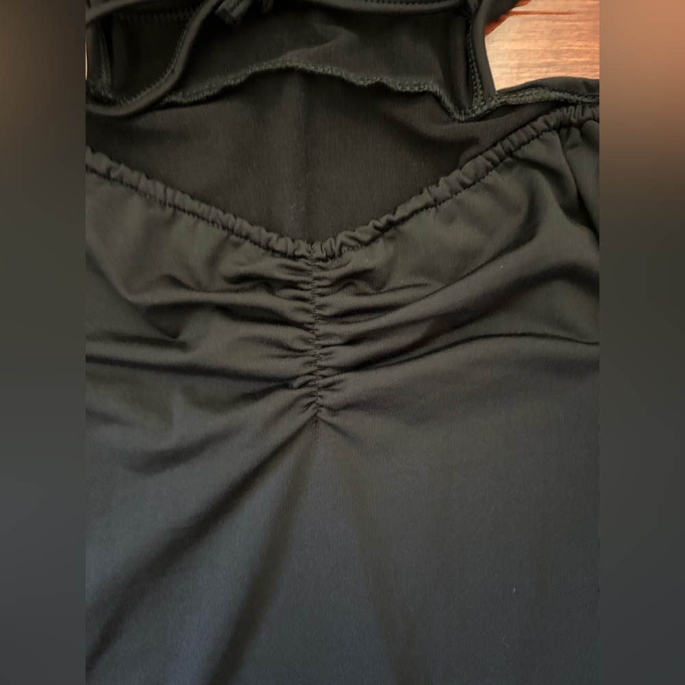 Black Dress with Crisscross Straps and Ruched Back - Picture 6 of 9